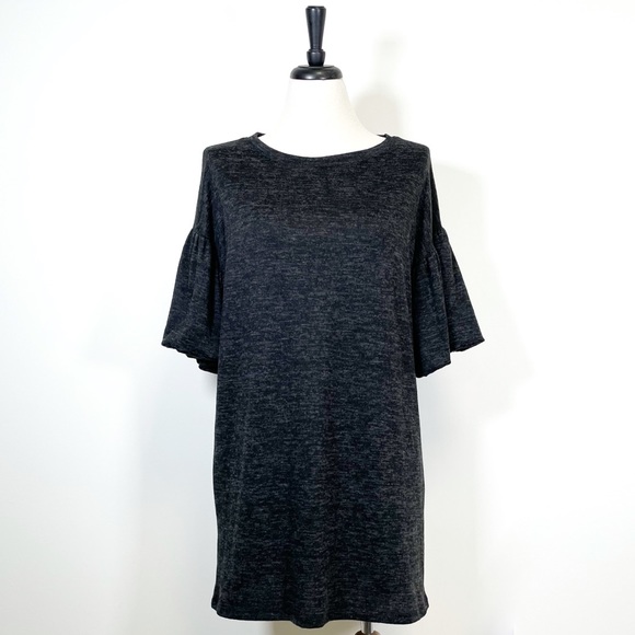 Forever 21 Heathered Gray Knit 3/4 Length Puff Sleeves Dress NWT - Picture 1 of 7